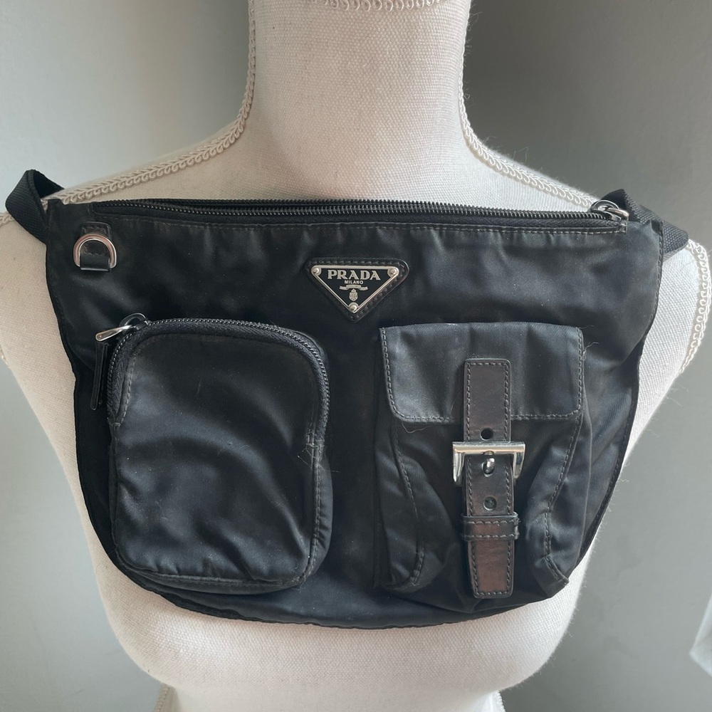Prada Black Belt Bag with Signature Nylon and Silver Hardware